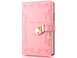 Diario de mujer con candado, cuaderno vintage A5 de piel sintética, color rosa Gertiz (180 hojas)