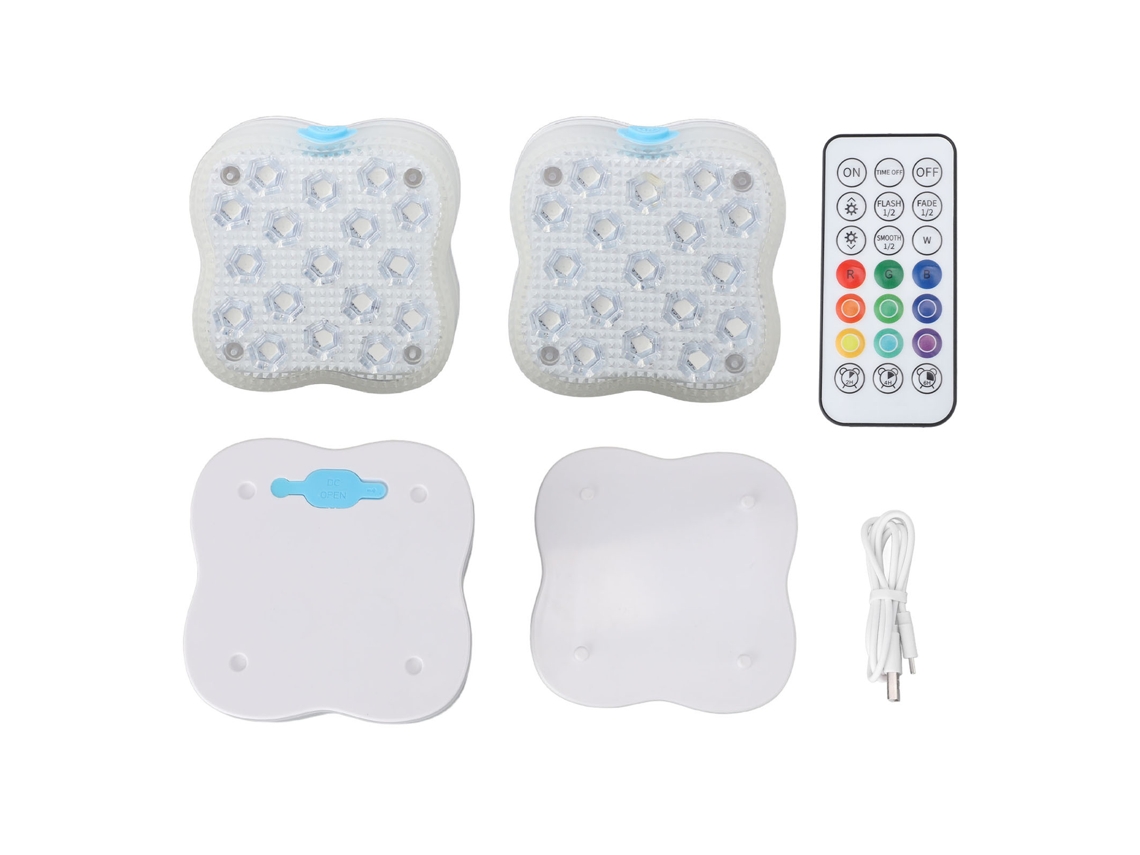 2026-2pcs Luces De Piscina Profesionales Ip68 Impermeables 17led Con Control Remoto Para Piscina Bañera Bar