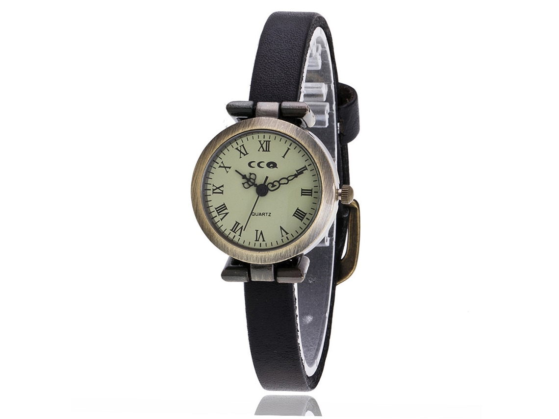 Reloj De Pulsera De Cuarzo Para Mujer Con Correa De Piel Sintética, Estilo Moderno Negro.