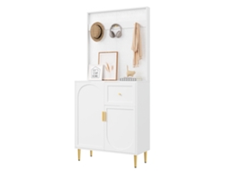 Conjunto de recibidor, armario compacto con espejo y estante, blanco, 80x175,5x35 cm, MOBRIO