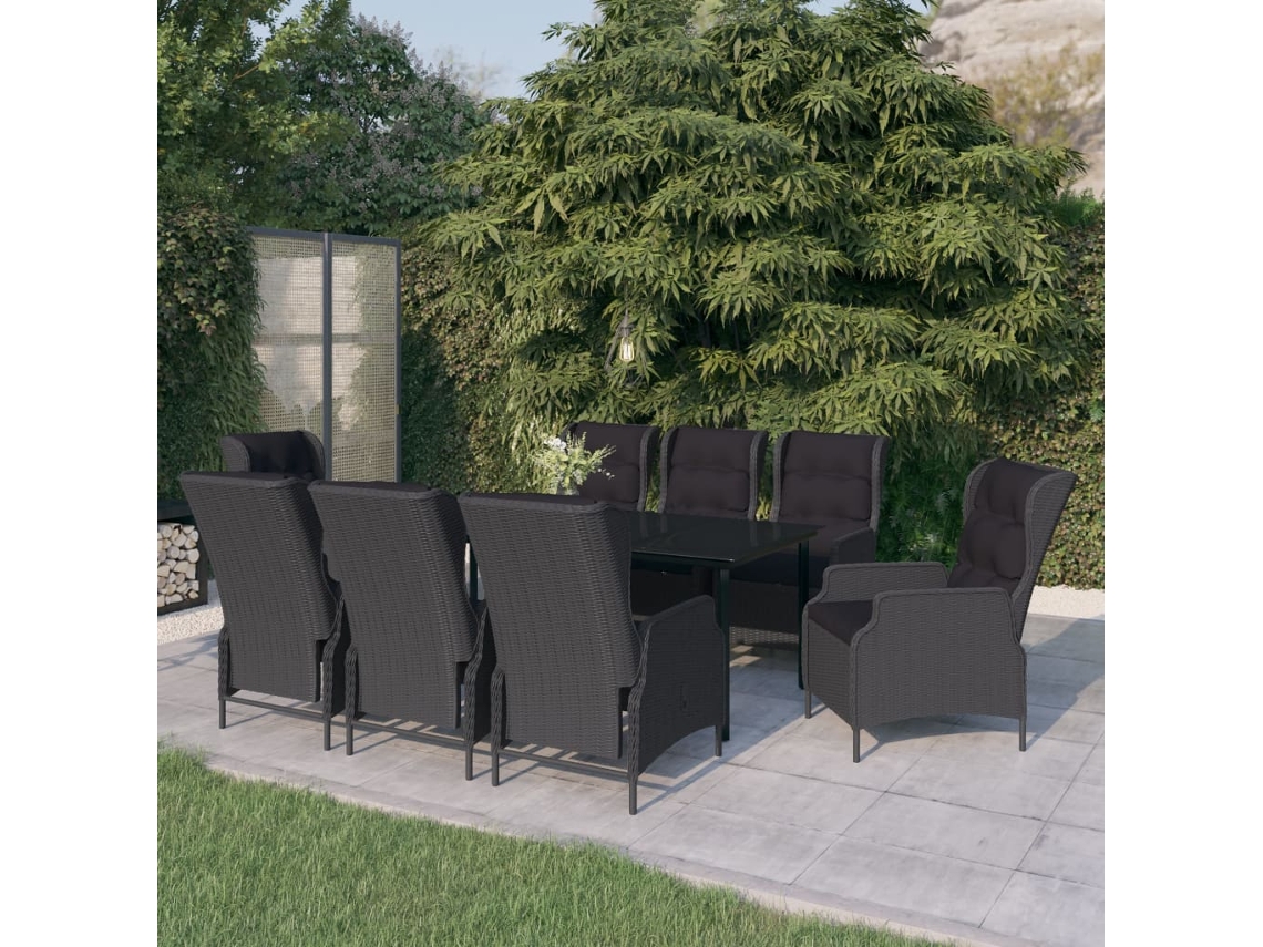 Juego de comedor de jardín DKD Home Decor de 9 piezas en gris oscuro