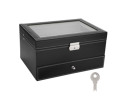Caja de almacenamiento de joyas de 2 niveles para relojes y 10 compartimentos