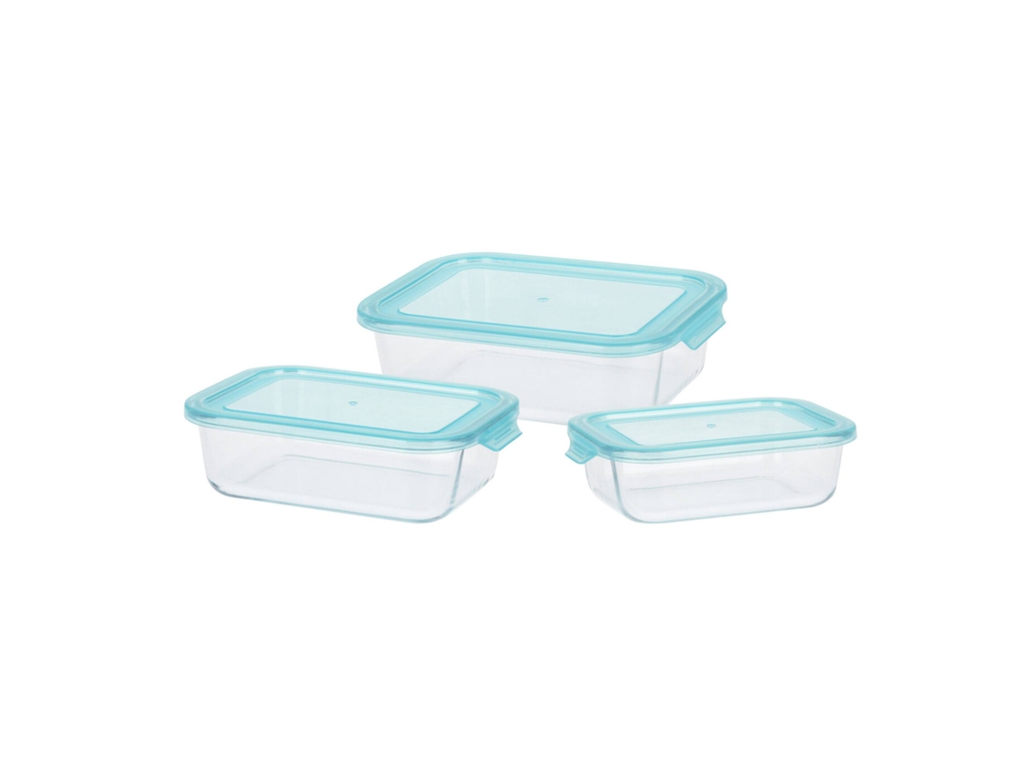 Juego de 3 recipientes de vidrio para almacenamiento: 0,63 L, 1 L, 1,5 L