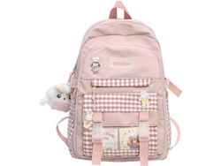 2026-mochila Grande Kawaii Harajuku Japonesa Cute Cuadros Estudiante Escolar Rosa
