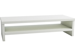 Soporte de Monitor HENOR con Estantería Intermediario (Blanco - Madera - 62x26.5x16 cm - Soporta 50Kg)