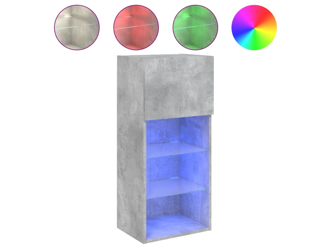 Maison Exclusive - Mueble Para Tv Con Luces Led Gris Hormigón 40,5x30x90 Cm