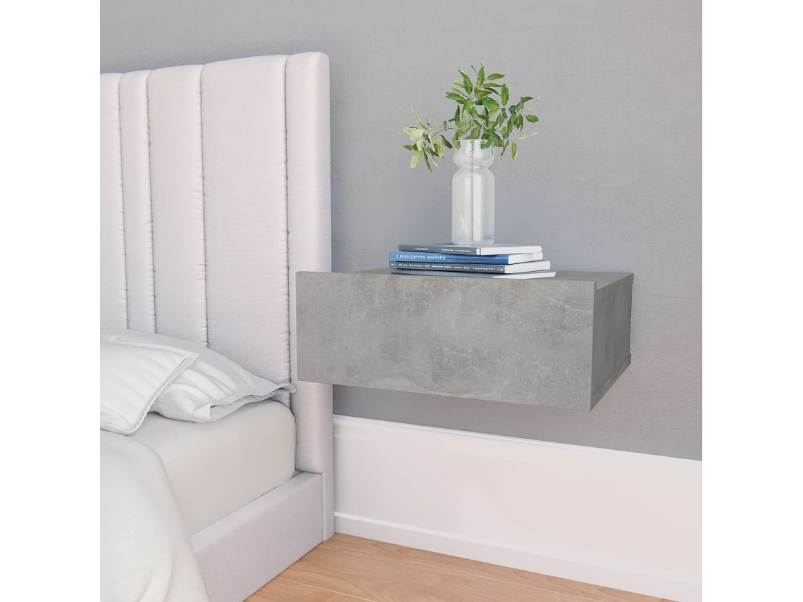 Mesita de noche suspendida 40x30x15cm contrapl. gris cemento