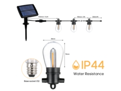 Yncm2026-luces De Hilo Mágicas Solares 33ft S14, 4 Modos De Iluminación, Resistente Al Agua Ip44, Para Jardín, Patio, Bodas Y Fiestas