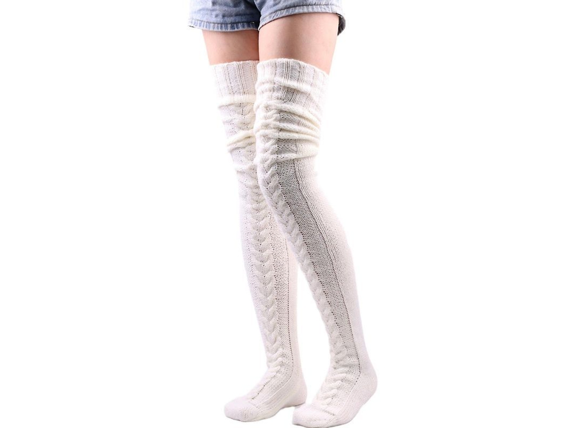2026-medias Altas De Lana Calientes Para Mujer Niña Invierno Otoño Calcetinadas Elásticas Suaves Moda