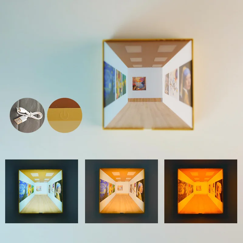 (c) Luz nocturna LED 3D creativa recargable mediante USB para dormitorio/ducha