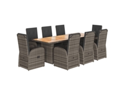 Maison Exclusive - Set Comedor Jardín 9 Pzas Y Cojines Ratán Sintético Gris