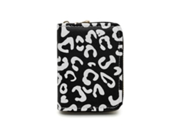 Tarjetero Con Estampado De Leopardo - Clip Para Tarjetas De Mujer - Tarjetero De Gran Capacidad - Negro