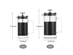 Cafetera de émbolo francesa de 591 ml (20 oz) con filtro de acero inoxidable y vidrio de borosilicato.