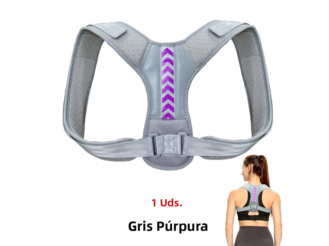 (gris Morado 2xl) Cinturón Corrector De Postura Ajustable Para Hombros Y Espalda, Elaborado En Algodón Y Neopreno.
