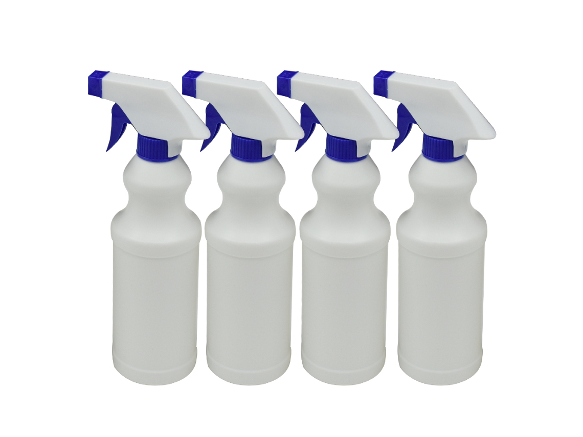Botellas de plástico de 17 oz con tecnología antifugas, 4 unidades, boquilla ajustable, modos de niebla y chorro