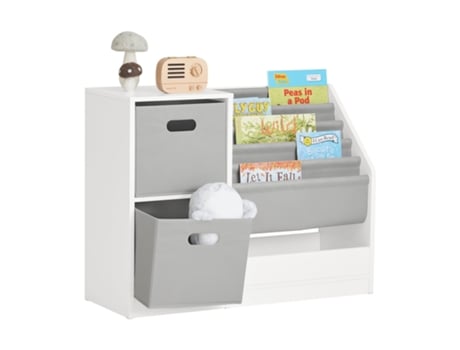 Librería Infantil para niños SoBuy KMB76-W con 2 Cestas y 1 Compartimiento