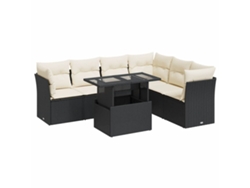 Maison Exclusive - Set De Sofás De Jardín 7 Pzas Con Cojines Ratán Sintético Negro