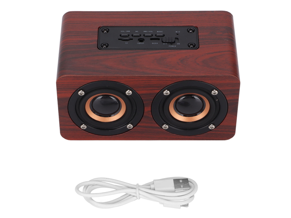Altavoz Bluetooth Inalámbrico Retro De Madera Con Subwoofer Estéreo Aux Para Tablet, Color Marrón Veteado.