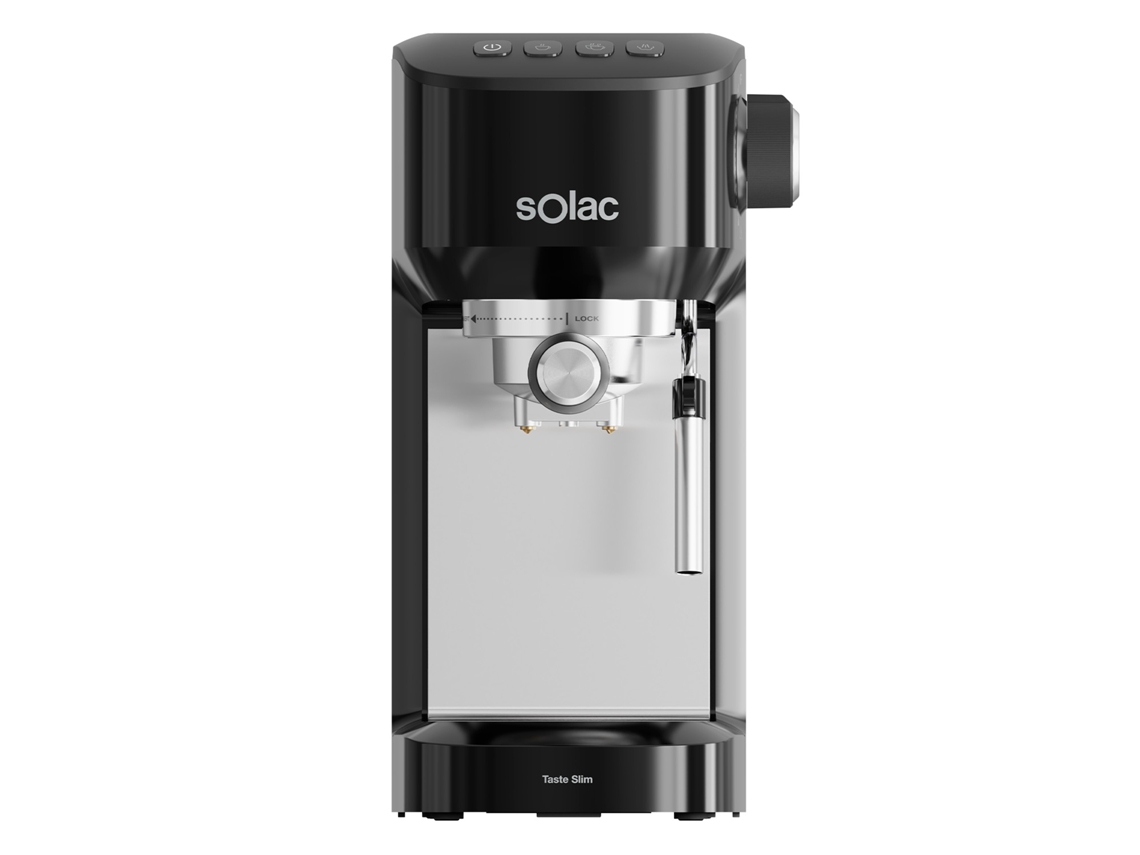 Cafetera expreso Solac Taste Slim (ce4511), 20 bares, depósito de agua de 1,4 l, termobloque, tubo de vapor de acero inoxidable, doble crema, configuración de café programable