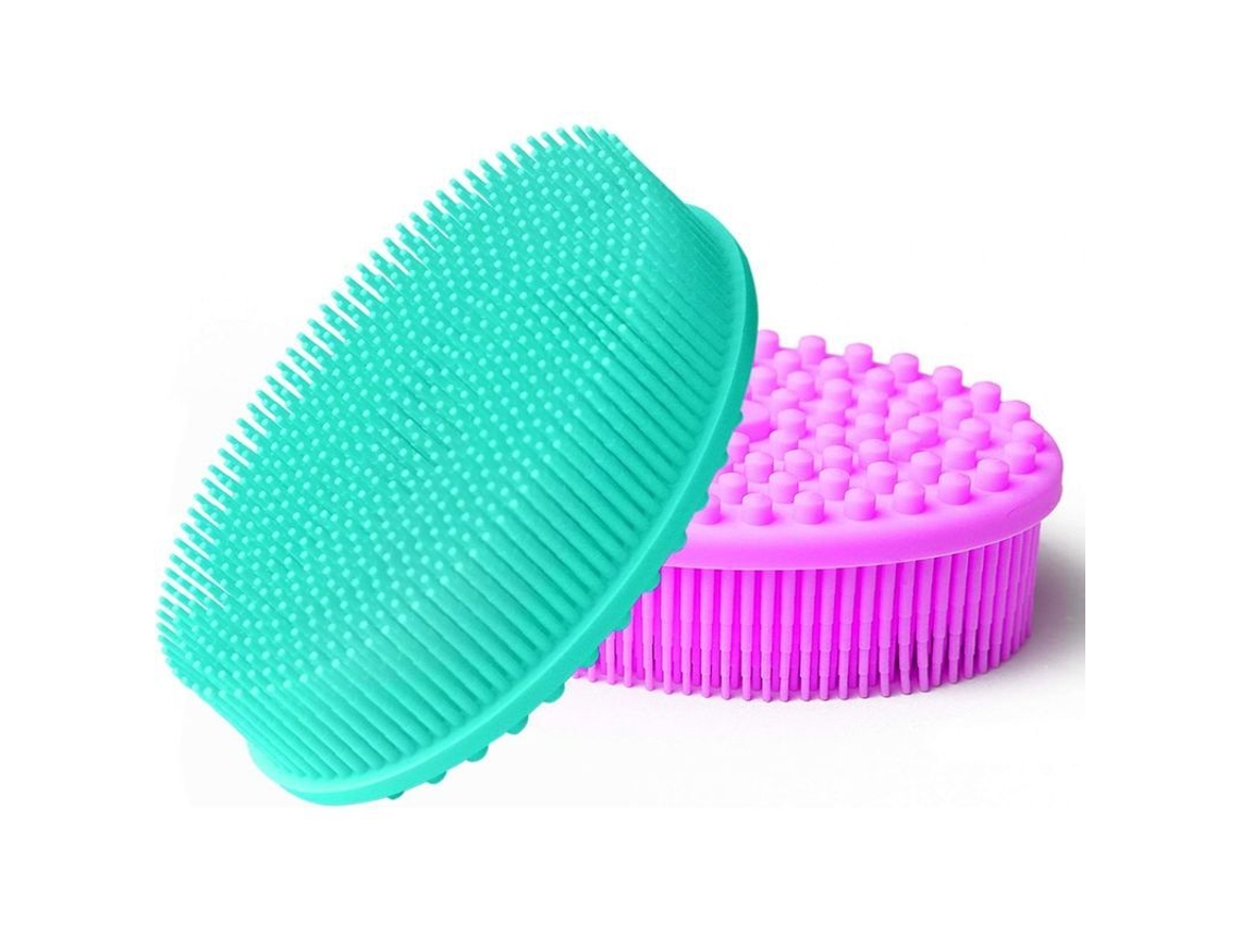 Cepillo De Baño De Silicona De Doble Cara, Mango Exfoliante Suave, Esponja Vegetal De Goma, Higiénico Y Portátil.