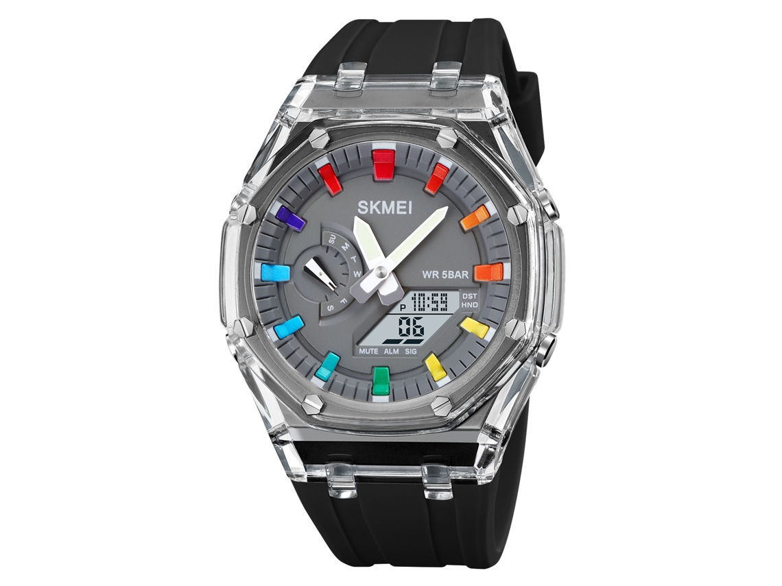 Reloj Digital Skmei 50m, Resistente Al Agua, Con Retroiluminación, Hora Mundial, Cronómetro Y Alarma Diaria.