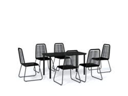 Maison Exclusive - Juego De Comedor Para Jardín 7 Piezas Negro
