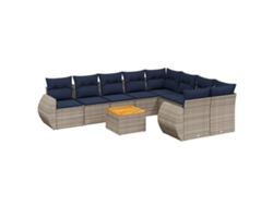 Maison Exclusive - Conjunto De Sofá De Jardín De 10 Piezas Con Cojines, Poliratán Gris