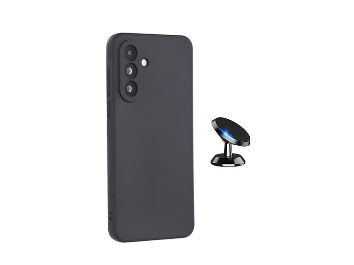 Kit Soporte Magnético Para Coche Funda De Silicona Líquida Phonecare Para Samsung Galaxy A27 - Negro