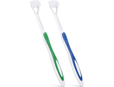 2 cepillos de dientes para autismo de 3 lados, cepillo de dientes de viaje de tres cerdas, cerdas de gran ángulo para limpiar cada diente, suave y ...