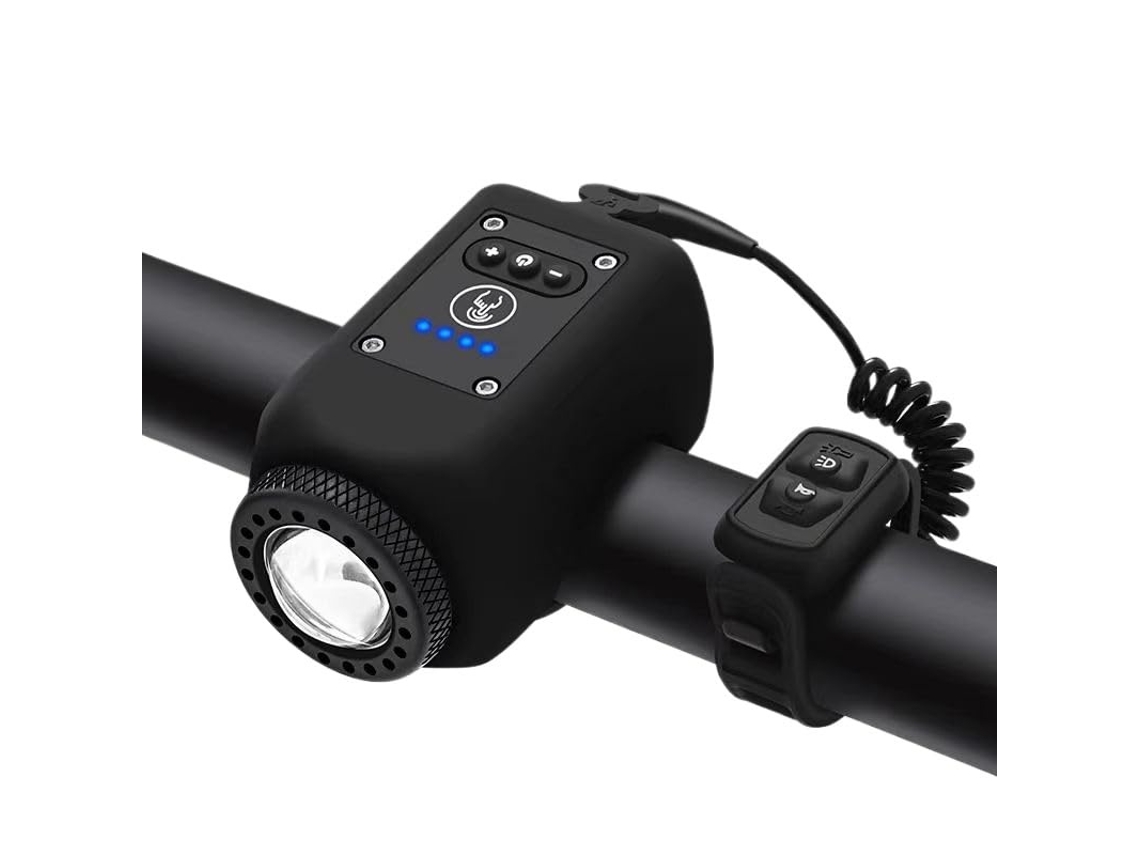 Luz de bicicleta Faro de conducción nocturna Bocina de carga USB Equipo de conducción de bicicleta de montaña a prueba de lluvia (Negro) IKIKSO