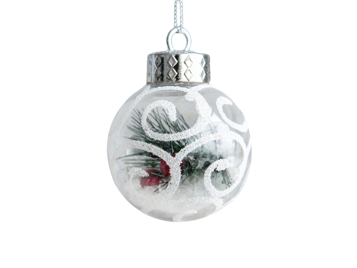 Adorno navideño con diseño de cuerda, círculo y frutos rojos