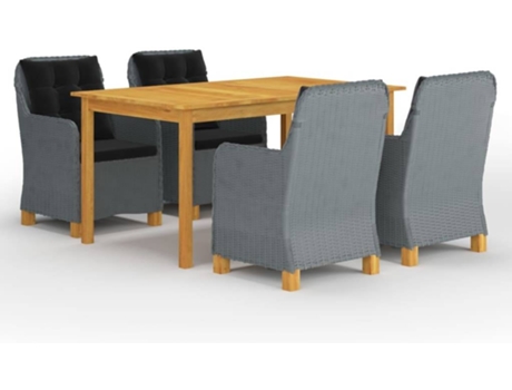Conjunto 5 de comedor para jardín de VIDAXL gris claro