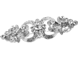 Broche Villcase em liga metálica, design elegante e clássico com miçangas e pedras sintéticas, leve e fácil de combinar.