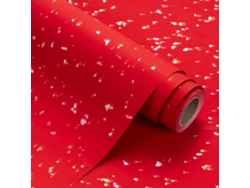 Papel de regalo navideño Chrui Design Rojo y Dorado, 43 cm x 10 m