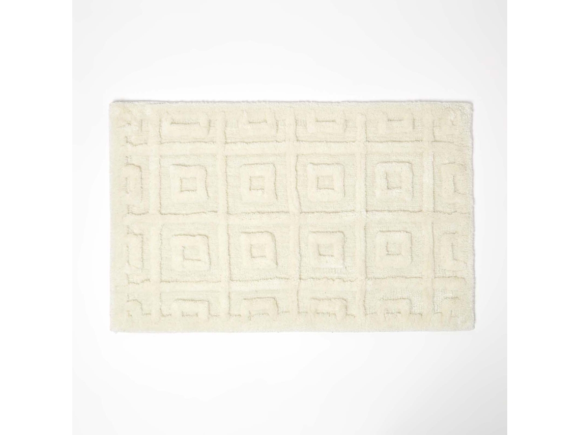 Homescapes Tufted Tile Bath Mat Cream Cotton Blend 50 X 80 Cm