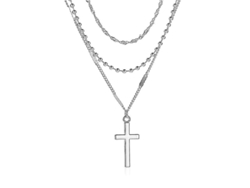 2026-collares De Cadena De Rope Con Colgante De Cruz En Aleación De 16 Pulgadas Para Regalo
