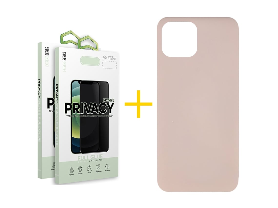 Pack 2 X Película de Vidrio Templado Antiespia + Funda GANDY por Apple iPhone 16 Plus Silicona Líquida Rosa