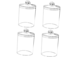 Juego de 4 cajas organizadoras cúbicas con tapa para cuentas, bolas de algodón, cosméticos y joyas.