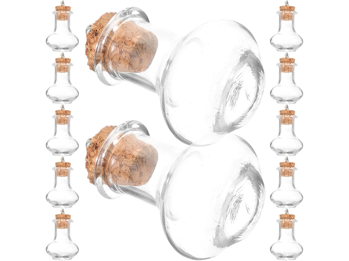 Pequeños Jarrones Vidrio Tapones Corcho Prueba Fugas Resistentes Desgaste Paquete 20 Manualidades Decoración
