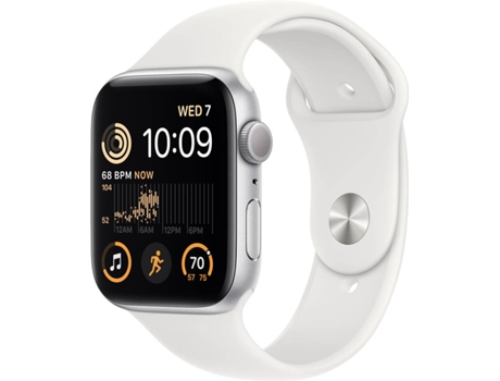 APPLE Watch SE GPS 44 mm Plata con Correa Deportiva Blanco