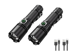 Linterna LED de 8000 lúmenes, IPX45, modo único, paquete de 2, para camping/emergencias, color negro, Yizhood