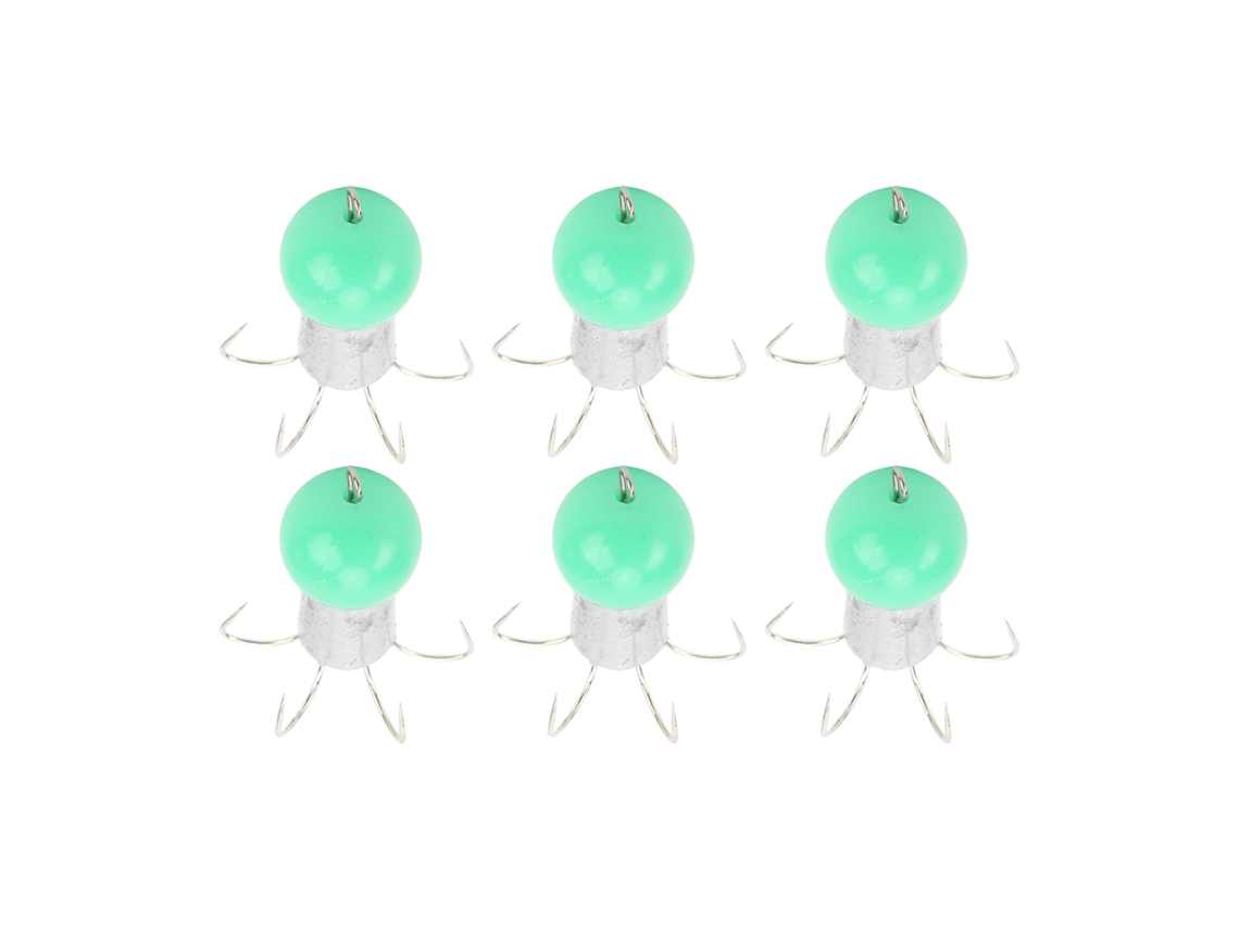 6pcs Anzuelo De Calamar 6 Agujas Acero Inoxidable Cebo Falso Realista Para Pesca Marina Verde Esmeralda