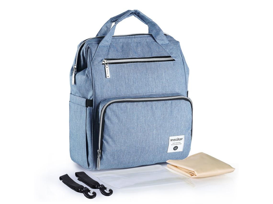 Mochila Cambiador Multifuncional Impermeable Con Gran Capacidad Y Bolsillos Isotérmicos - Azul