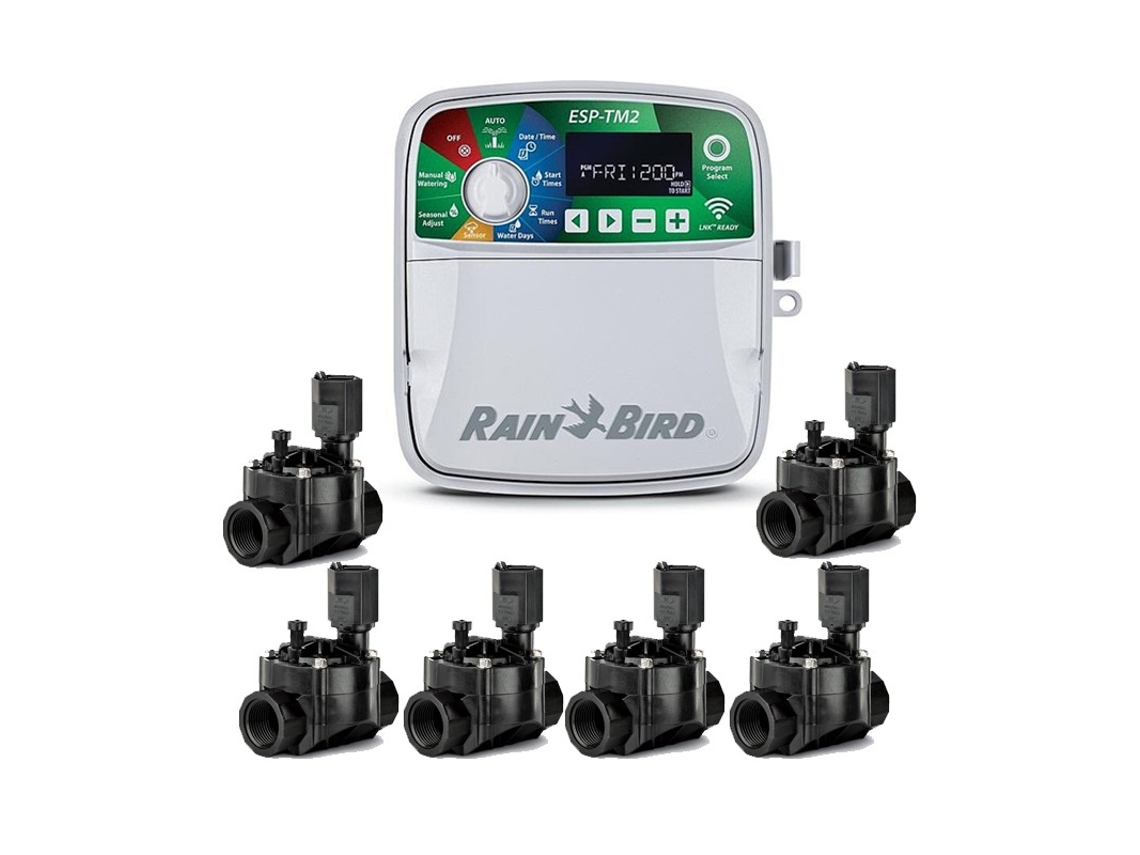 Programador de Riego automático Eléctrico ESP-TM2 6 zonas Interior Rain Bird 6 Electroválvulas 100HV 24V 1 SUINGA