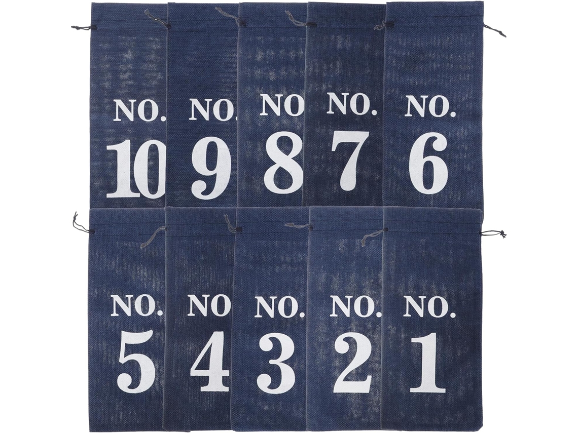 Sacos Reutilizáveis Para Vinho, Embalagens Para Garrafas De Vinho, 10 Unidades, Juta Natural, Azul Marinho Com Cordão,