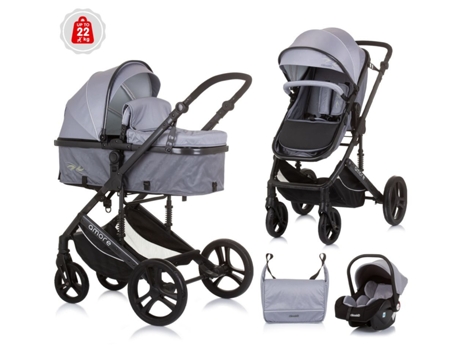 Carrito de Bebé Trío convertible AMORE hasta 22 kg ash grey CHIPOLINO