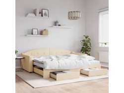 Sofá Cama Nido Con Cajones Tela Color Crema 90x200 Cm