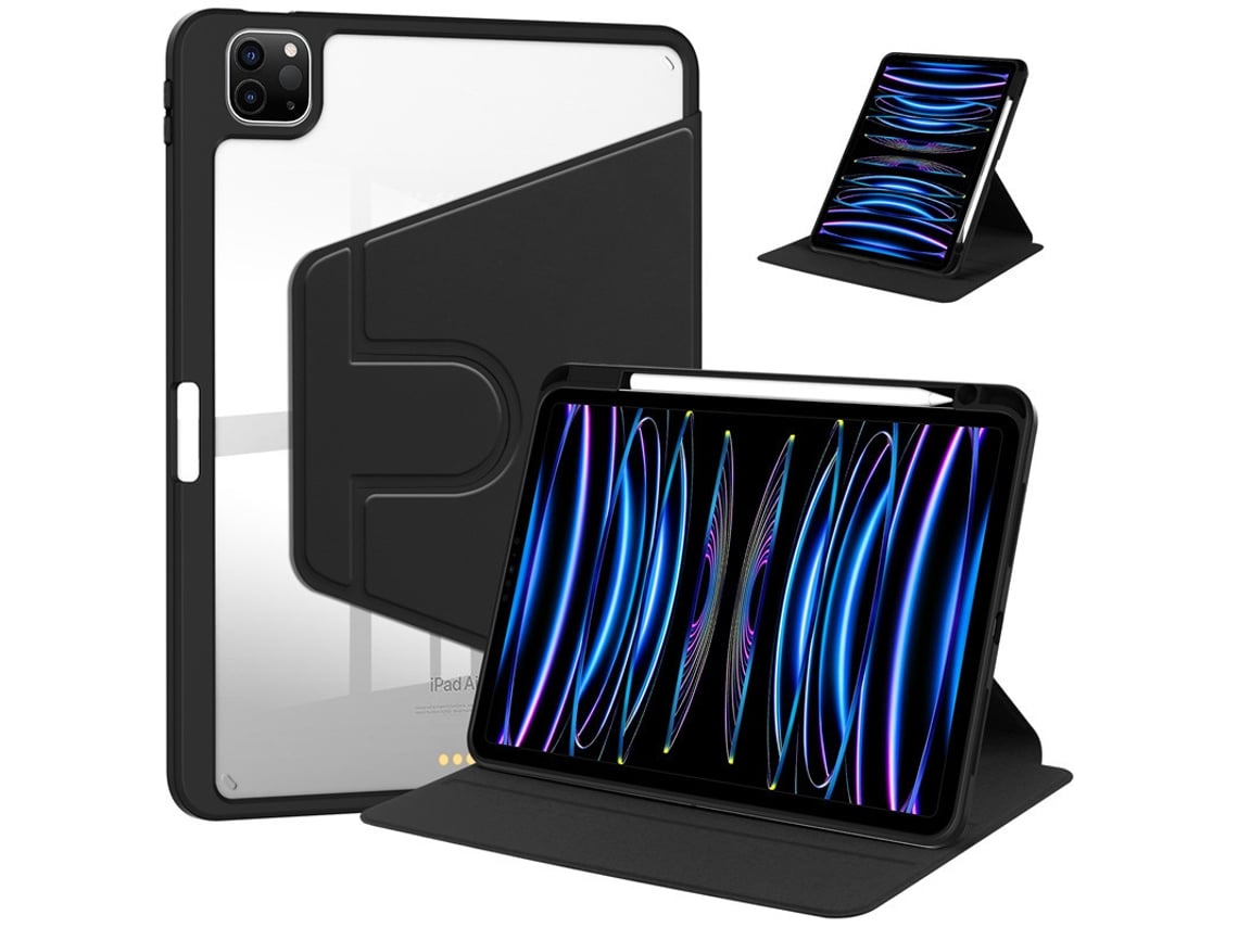 Capa Para Apple Ipad Pro 12.9 2022/2021/2020/2018 Com Ranhura Para Caneta Preto
