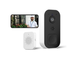 Timbre De Puerta Inalámbrico Con Cámara Wifi 2.4ghz Hd Visión Nocturna Audio Bidireccional 720p 120° Blanco