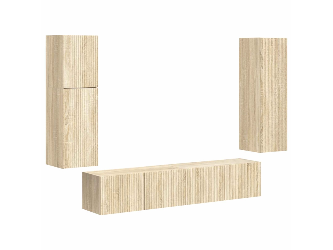 Conjunto de 4 piezas de soporte para TV de pared, roble, Sonoma, MAISON EXCLUSIVE